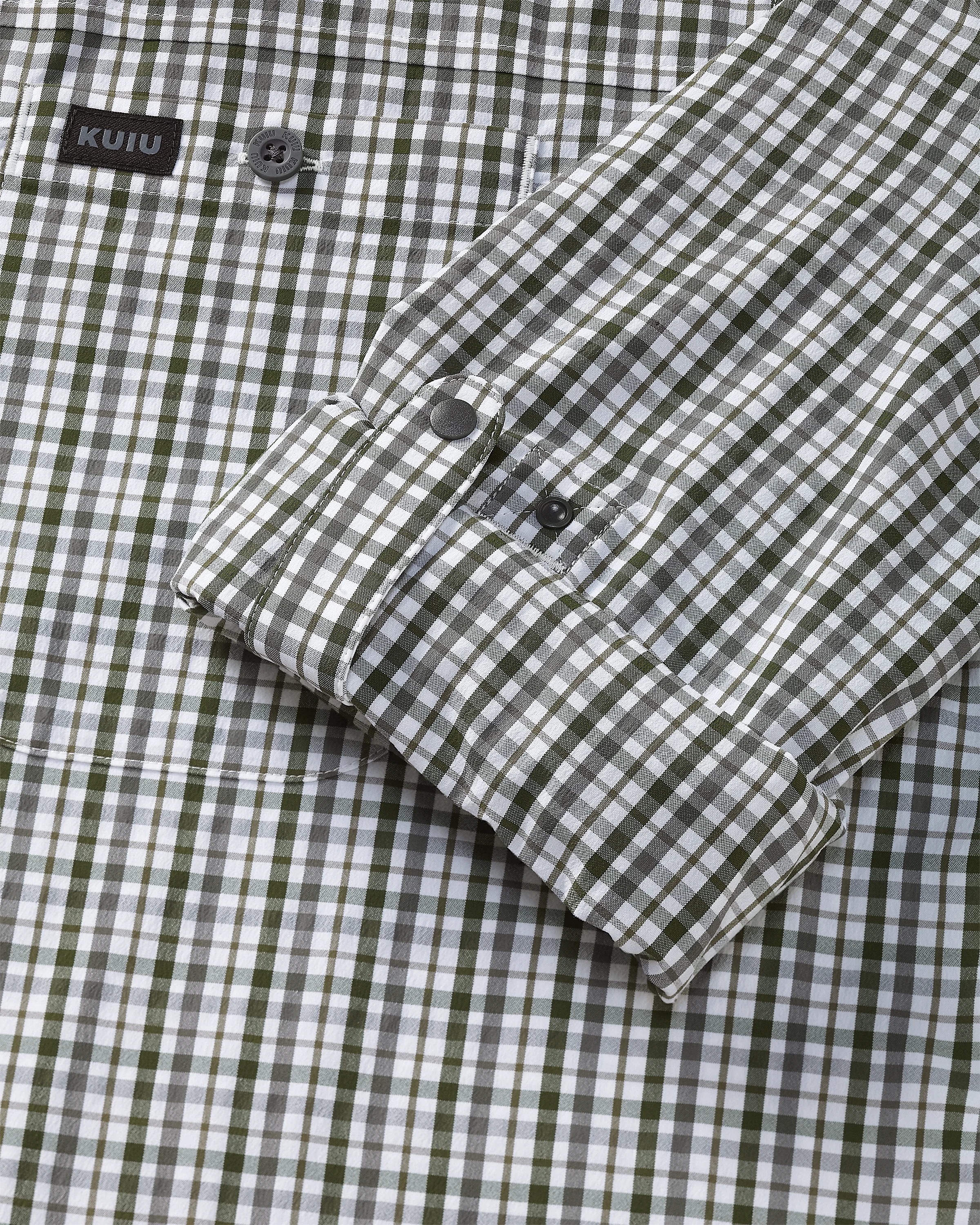 Borrego LS Shirt | Mini Cross Check Verde Plaid - Image 3