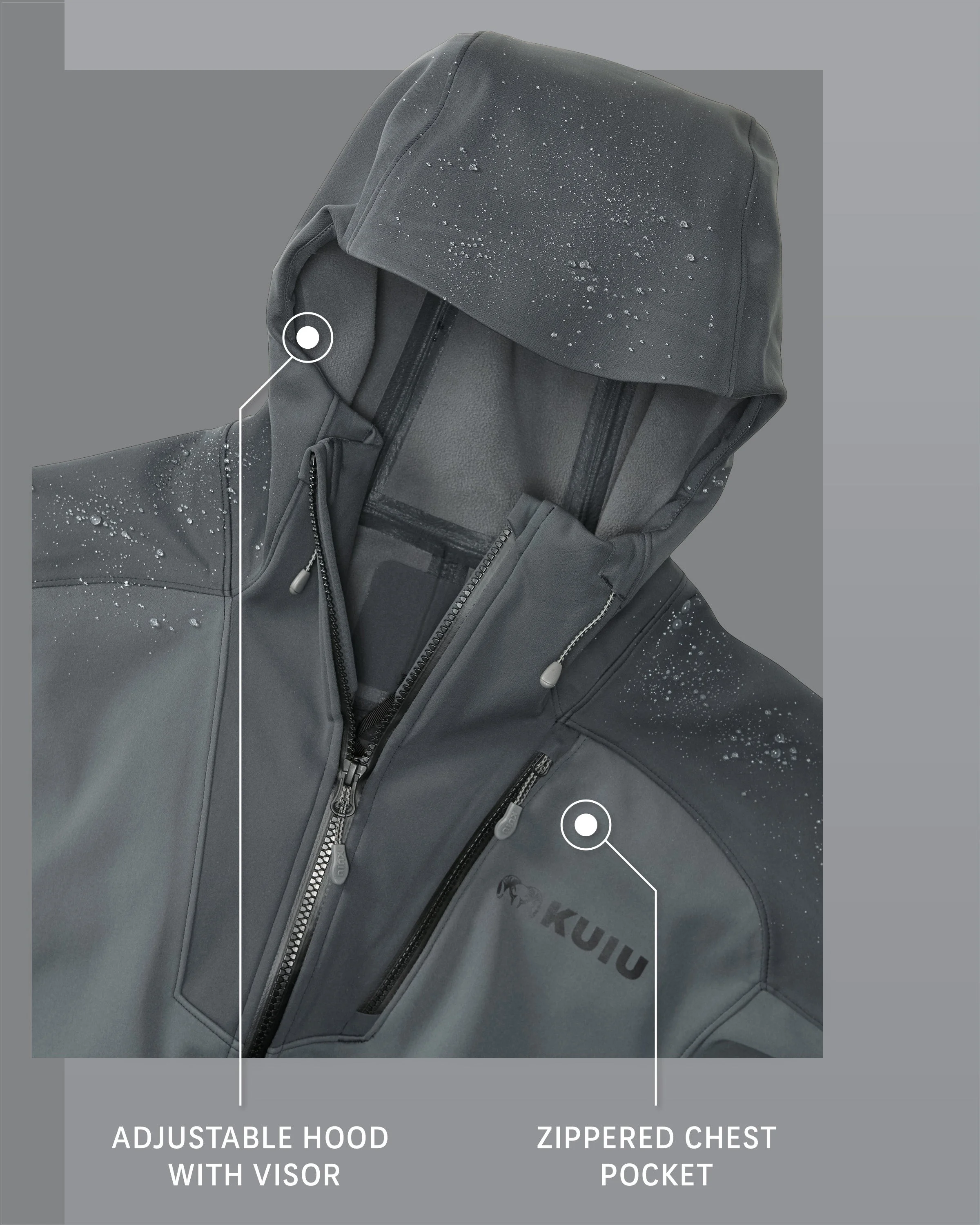 Axis Hybrid Hooded Jacket | Gunmetal - Image 3