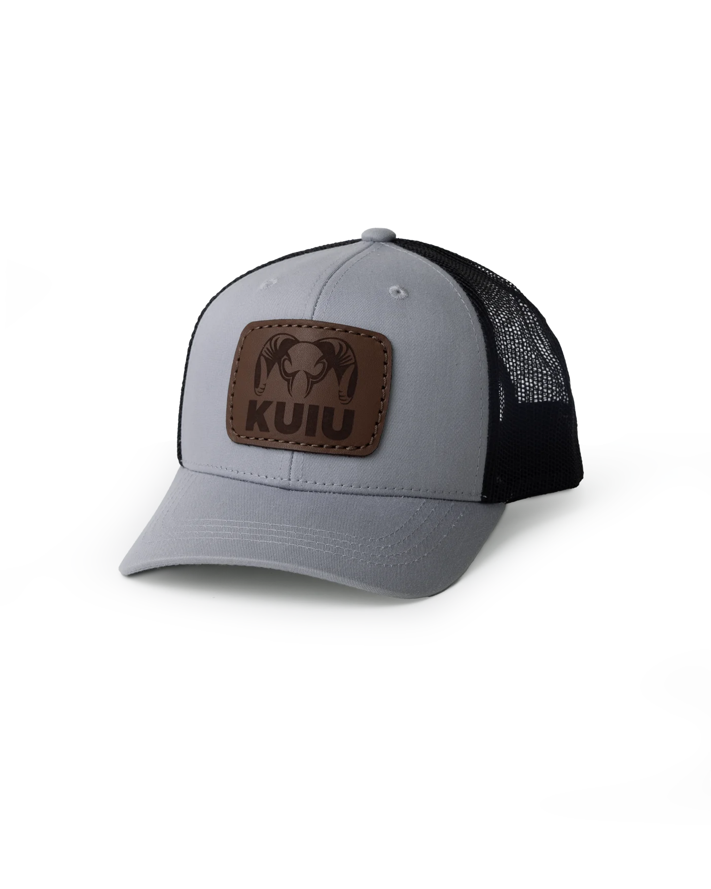 Youth Leather Patch Mesh Back Hat | Heather Grey/Black