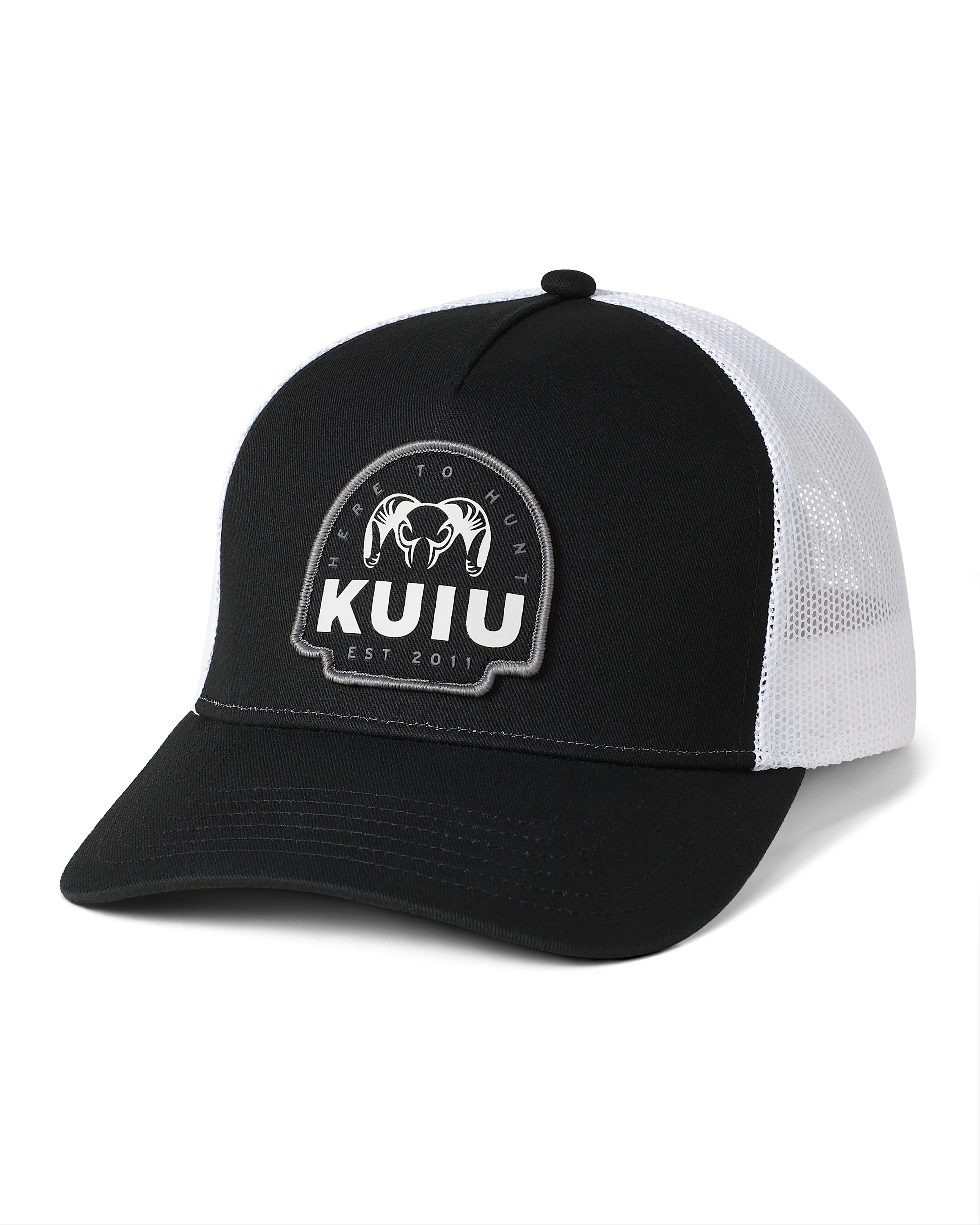 KUIU Here to Hunt Woven Patch Hat | Black/White